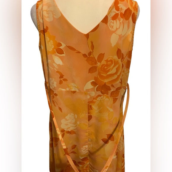 NY & Co Women's Maxi Dress. Beautiful Burnt Orange & Yellow Floral Print. EUC - Picture 4 of 5